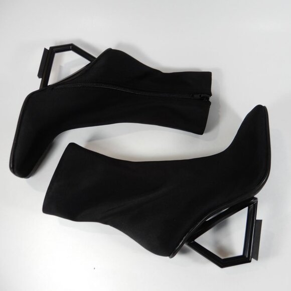 JEFFREY CAMPBELL Herio Square Toe Booties Heels Size 6 Black Neoprene NEW $204 - Picture 9 of 11